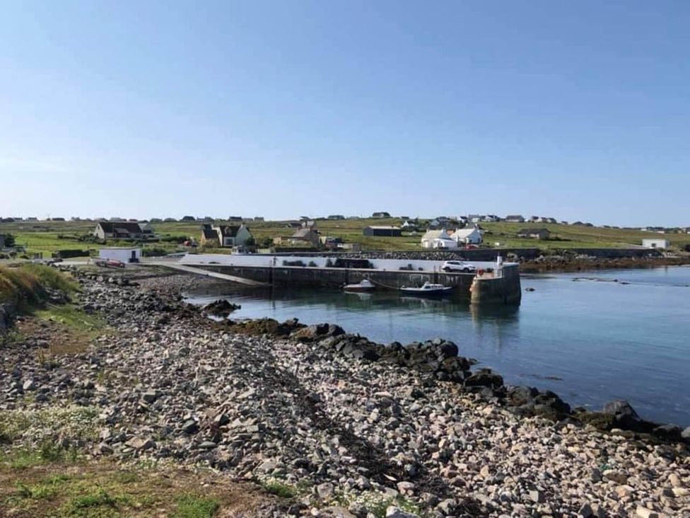 A dock with boats and houses in the background at an undisclosed location