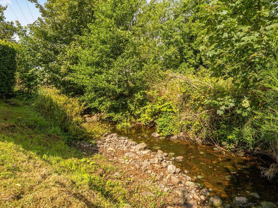 A stream with rocks and vegetation at House Sleeps 6 Pet Friendly Parking Auchencairn near Palnackie