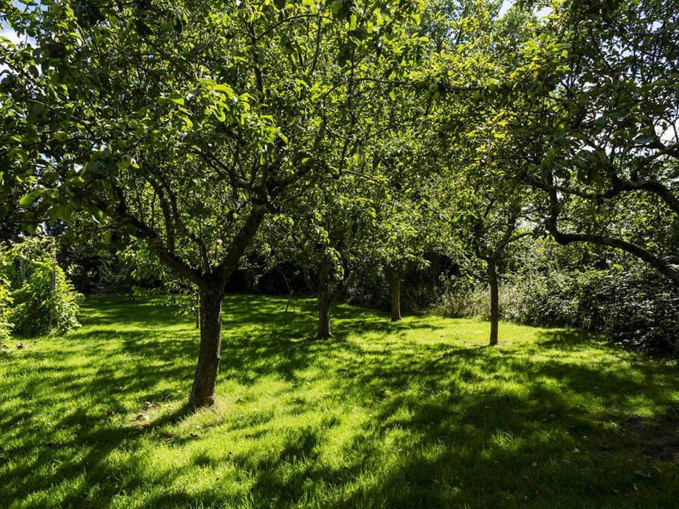 A garden with trees and grass at Sleeps 10 to 18 Parking Garden Pool Hot Tub Balcony Friston