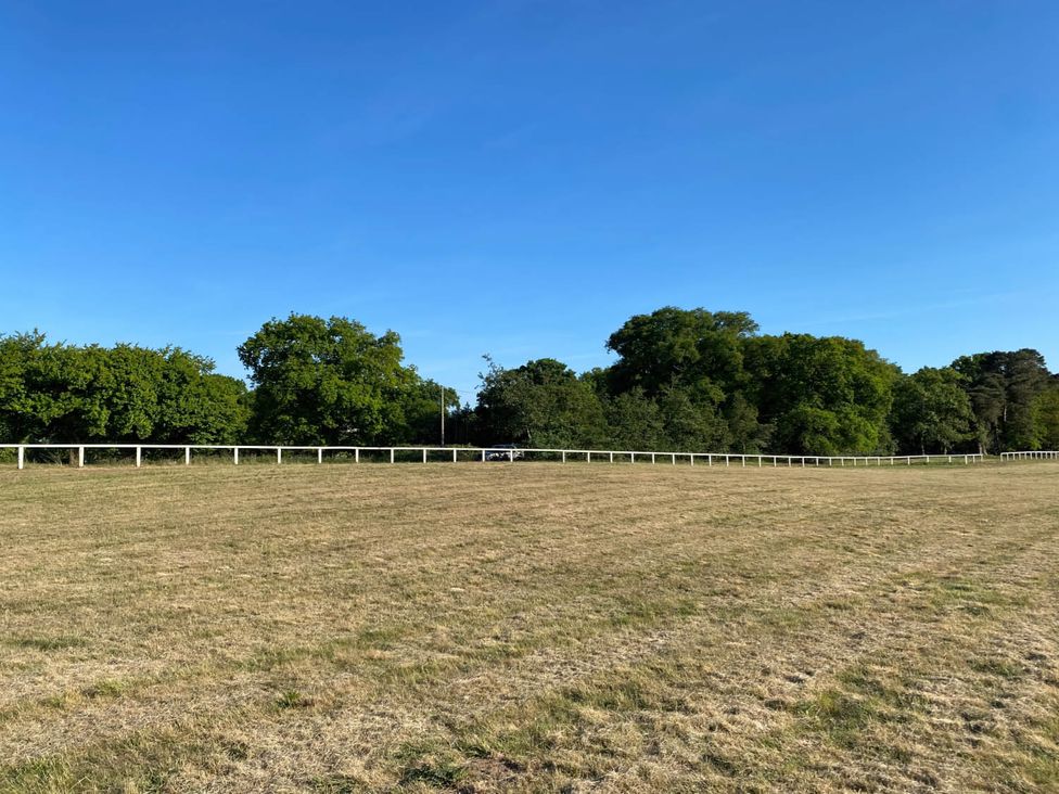 An open field with trees and a fence at Paddock View Snetterton Norfolk Near East Harling