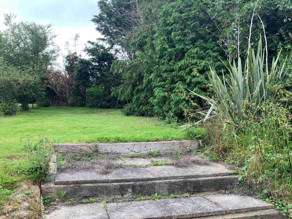 A garden with stone steps leading to grass and trees at 2Bedroom Cottage with 2 Ensuites Sleeps 6 Wifi Near Rye