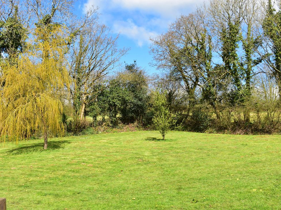 An outdoor area with trees and grass at Yr Hen Beudy Barn Conversion Sleeps 4 Dogs Ok, Brodle Farm near Llansteffan