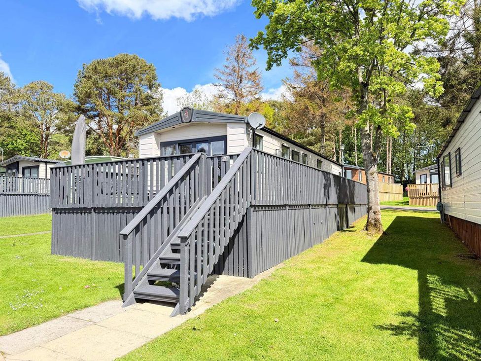 A caravan with steps leading up to it at Lillardsedge Luxury Caravan Sleeps 6 with Parking near Lilliardsedge Holiday Park
