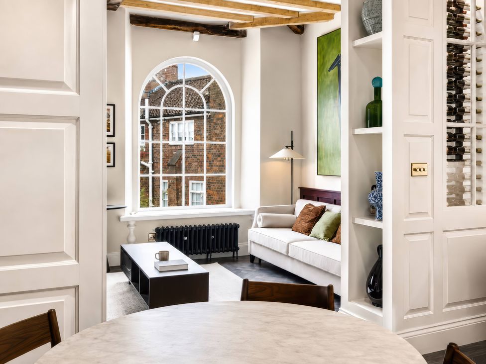 A living room with a sofa and coffee table at Apt.4 in York