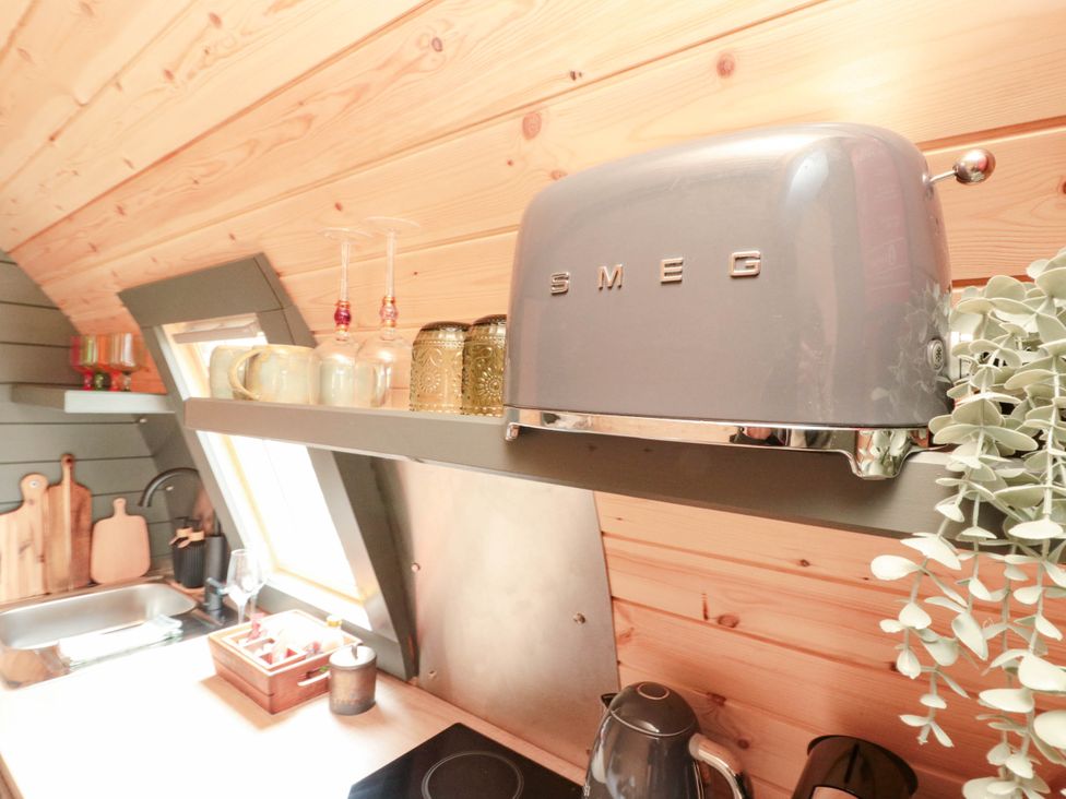 A kitchen with a toaster and kettle at Windy Ridge Lodge Egton