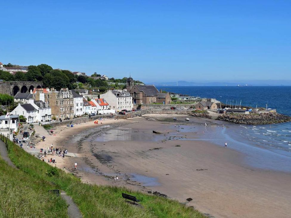 A beach with sand and water at 3 Bedroom Flat, sleeping 6 with free parking Kirkcaldy