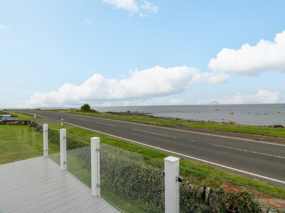 A view of the sea and road at Caravan in Girvan