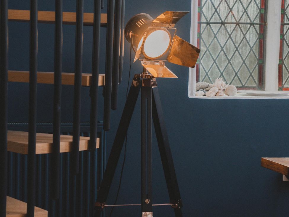 A lamp and staircase found at Chapel of Arts in Criccieth