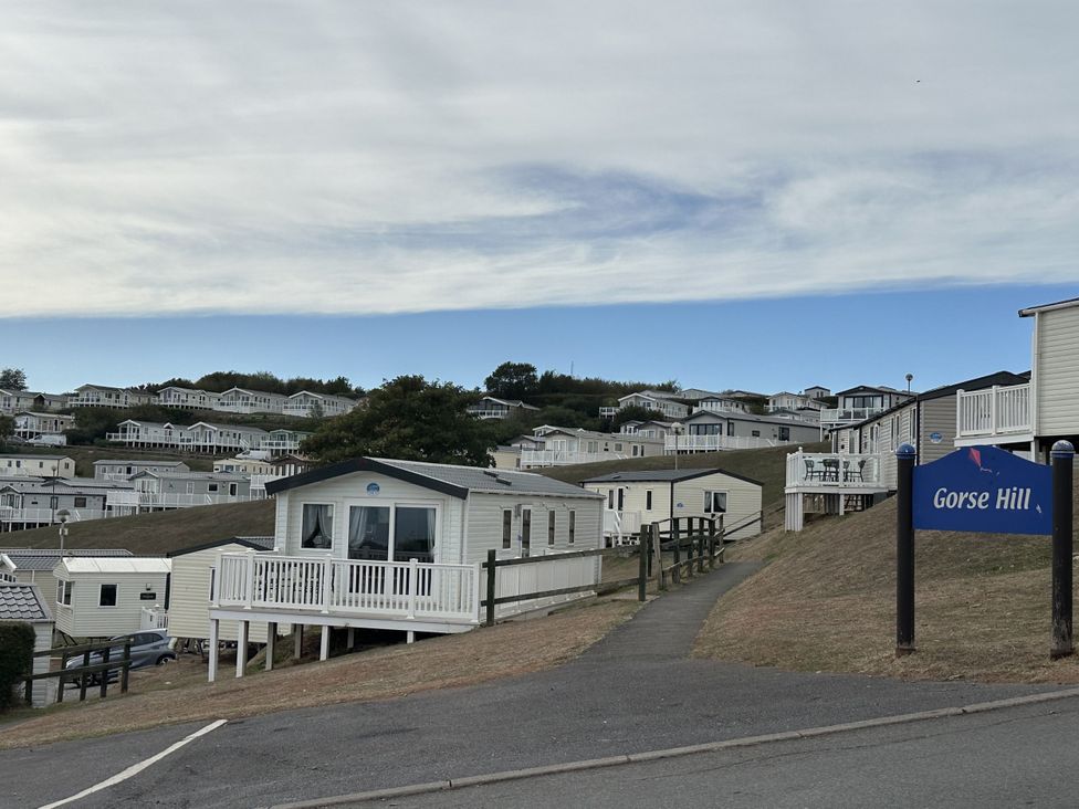 A view of caravans on a hillside at Gorse Hill, Sandy Bay, Exmouth