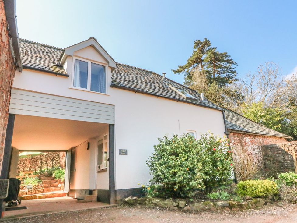 A house entrance with landscaped steps and plants at Upper Barn Cottage Minehead