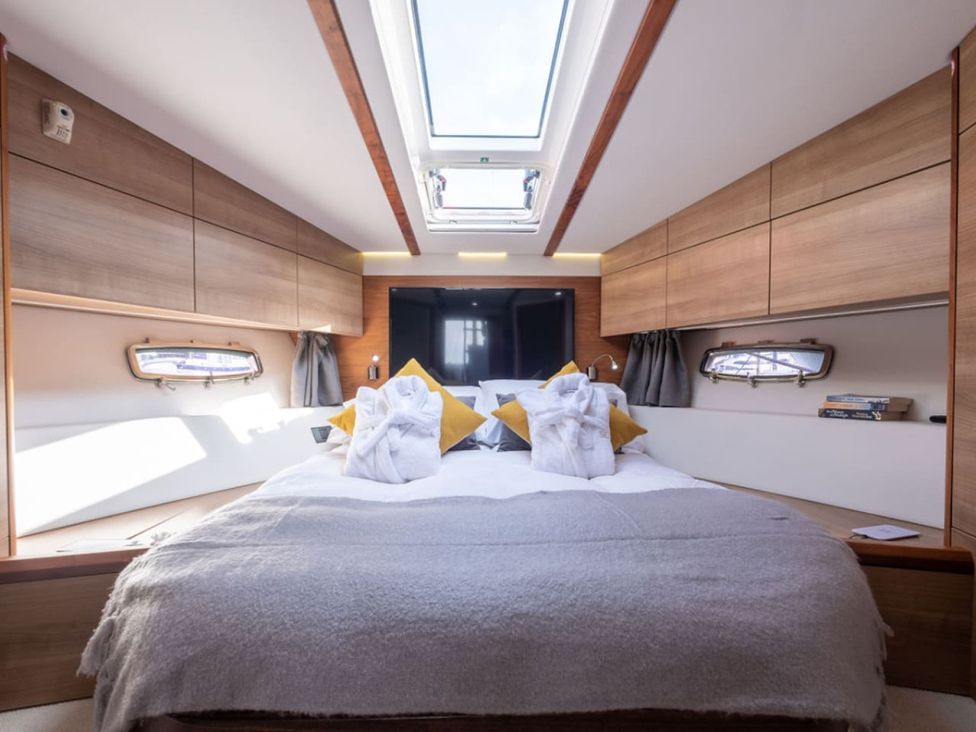 A bedroom with a bed and television at 