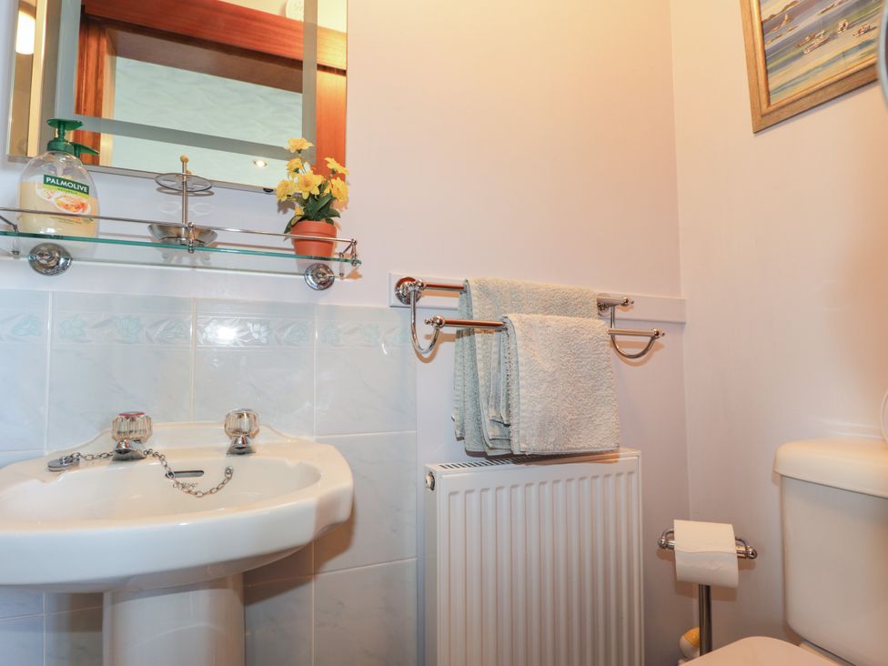 A bathroom with a sink and toilet at Braehead Croft Portessie near Buckie