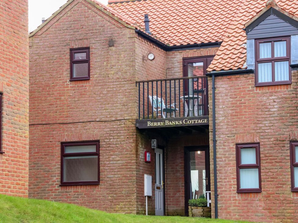 The entrance and balcony of Berry Banks Cottage in Whitby