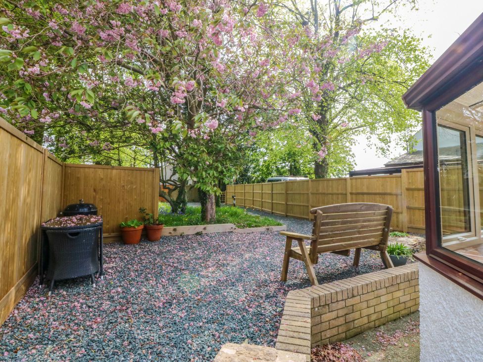 A garden with a tree and gravel area at Ty Taid in Llanddaniel Fab near Beaumaris