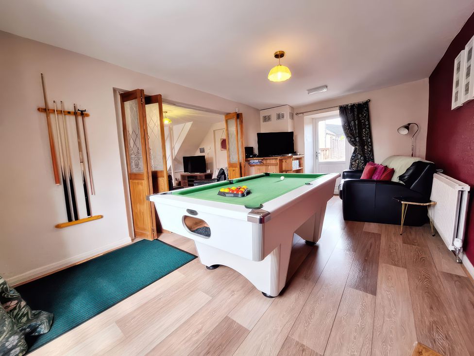 A game room with a pool table and television at Boundcliffe Farm Allerston near Pickering