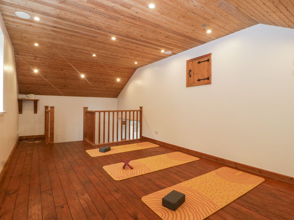 A yoga studio with mats and blocks at The Croft in Vowchurch near Peterchurch