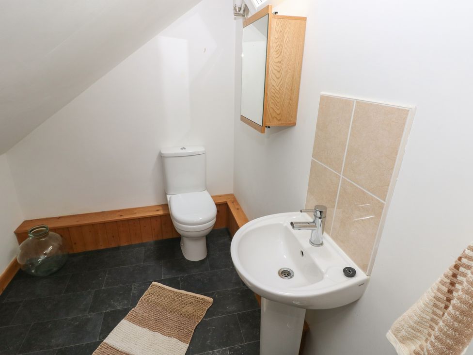 A bathroom with a sink and toilet at Bwthyn-y-Rhiw in Penybanc near Llandeilo