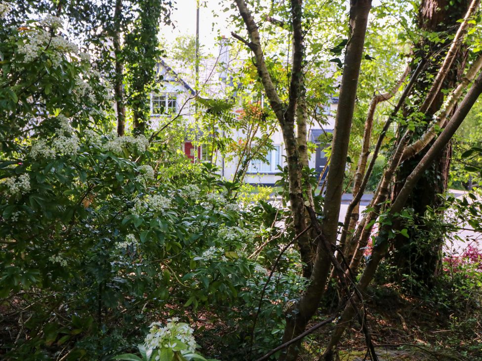 A view of a house behind trees and bushes at No. 4 Lansdowne Village, Kenmare, The Ring of Kerry, County Kerry