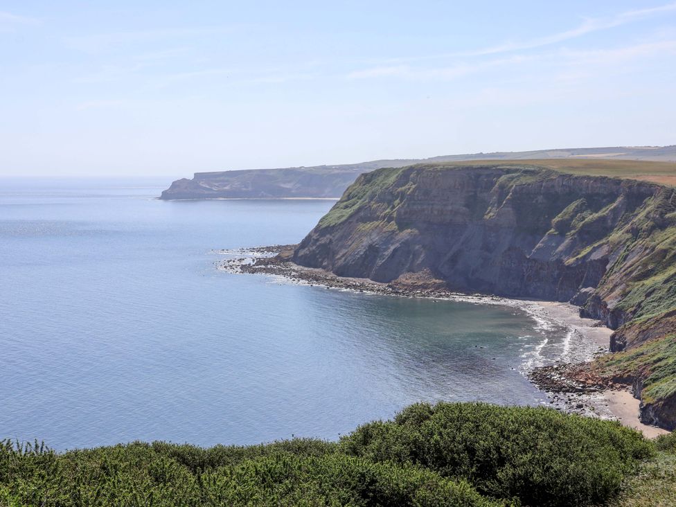 A coastal view of cliffs and sea at 4 Cliff Cottages in Port Mulgrave near Staithes