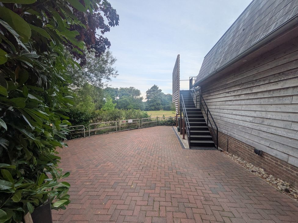 An outdoor area with a pathway and stairs at Cointree in Sturminster Newton