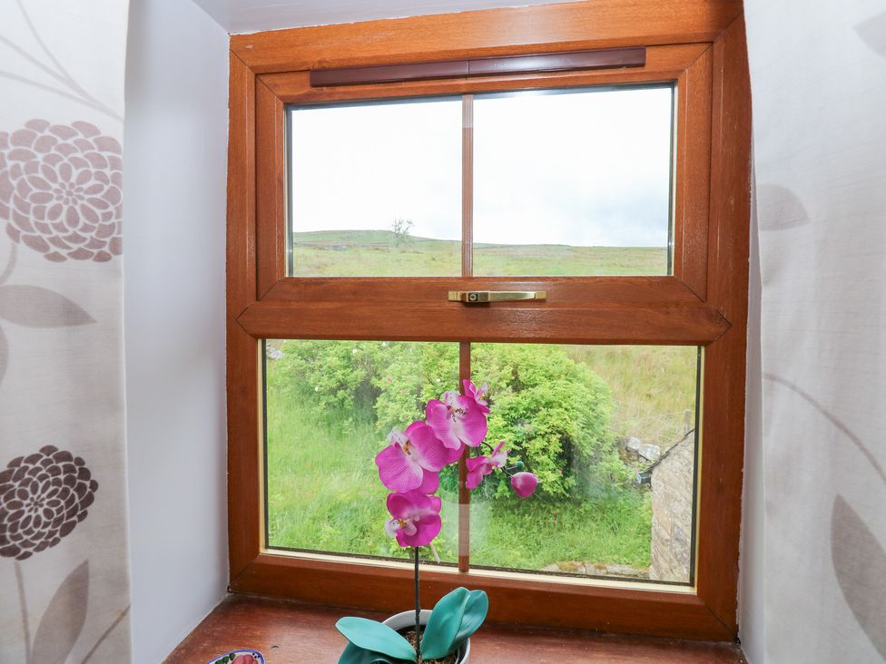 A window with an orchid plant in front at The Hayloft in Alston