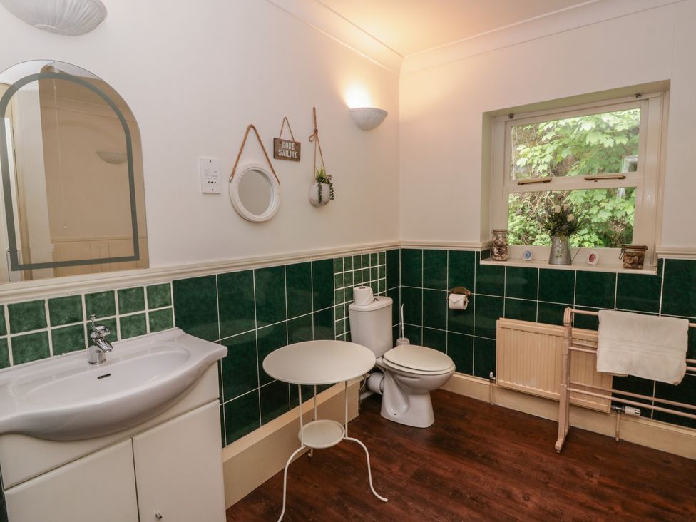 A bathroom with a sink and a toilet at Teifi House in Cilgerran near Cardigan