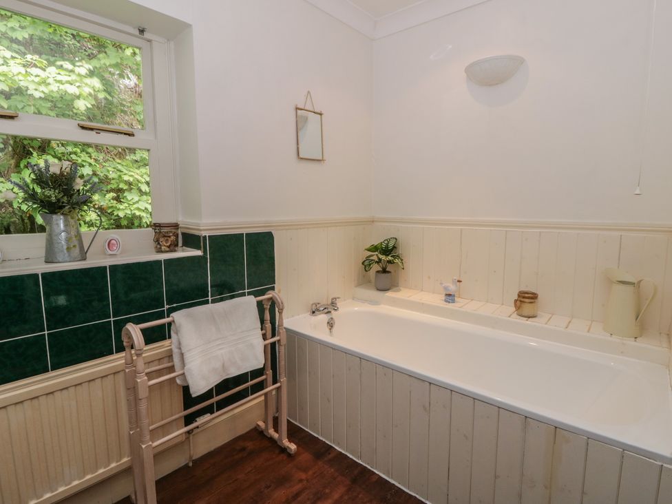A bathroom with a bathtub and plant at Teifi House in Cilgerran near Cardigan