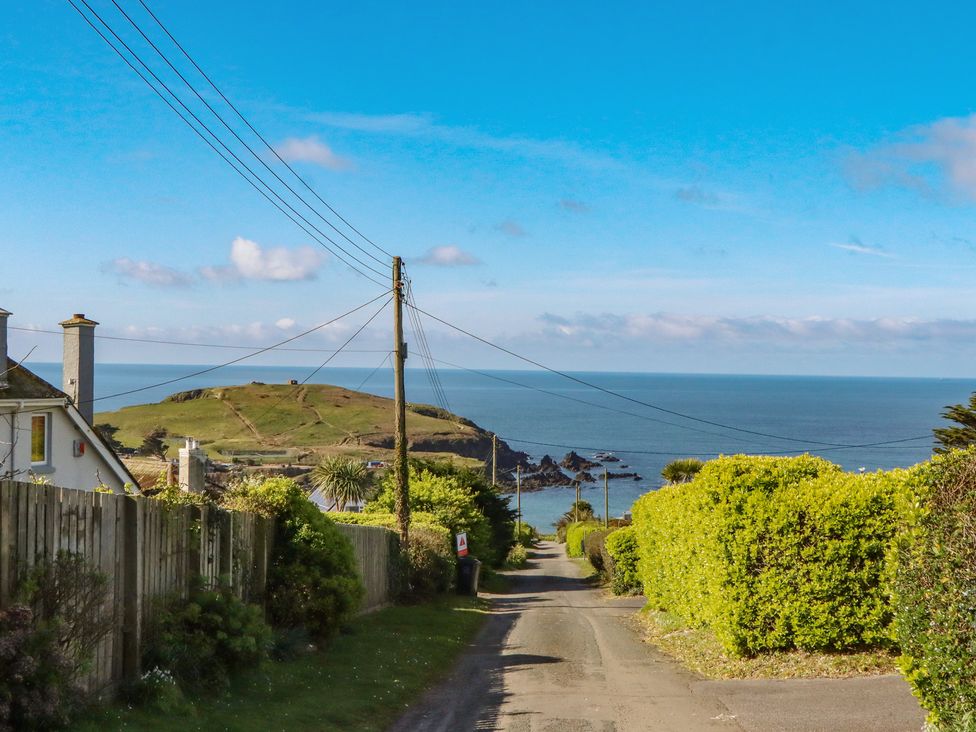 A view of the ocean from a road at Highdown in Bigbury on Sea near Modbury