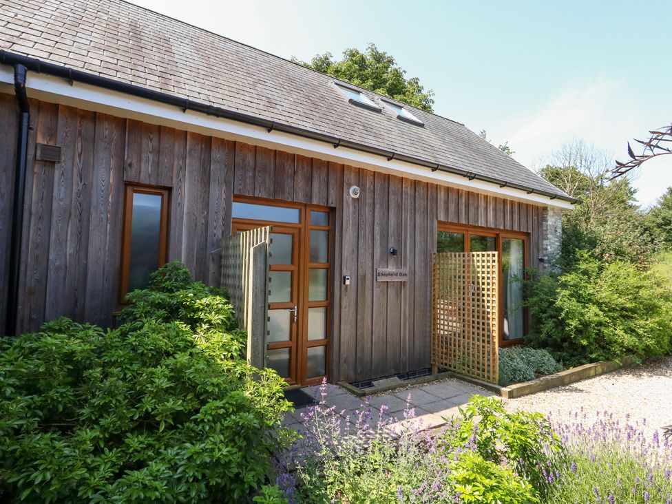 An exterior view of a house with plants in the garden at Shepherd Oak near Weymouth