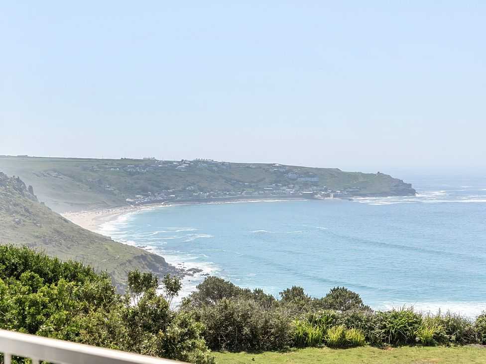 A view of the ocean and beach at Brook House in Sennen Cove near St Just