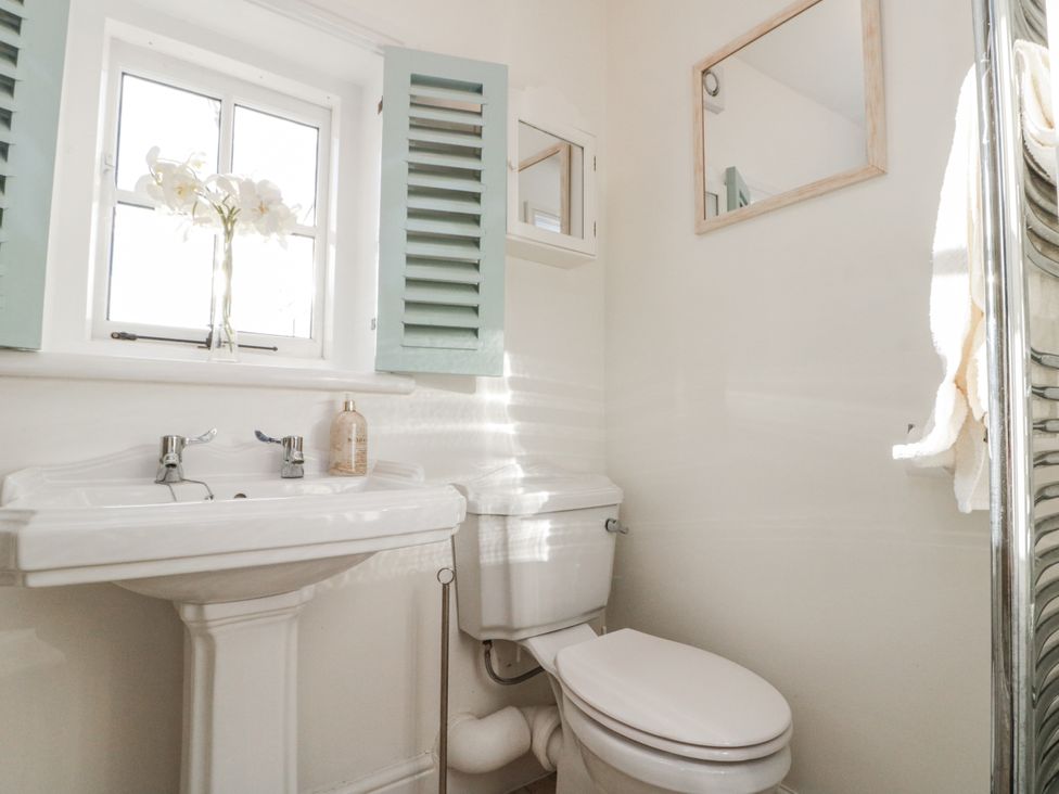 A bathroom with a sink and toilet at Croft View in Fylingthorpe near Robin Hood's Bay