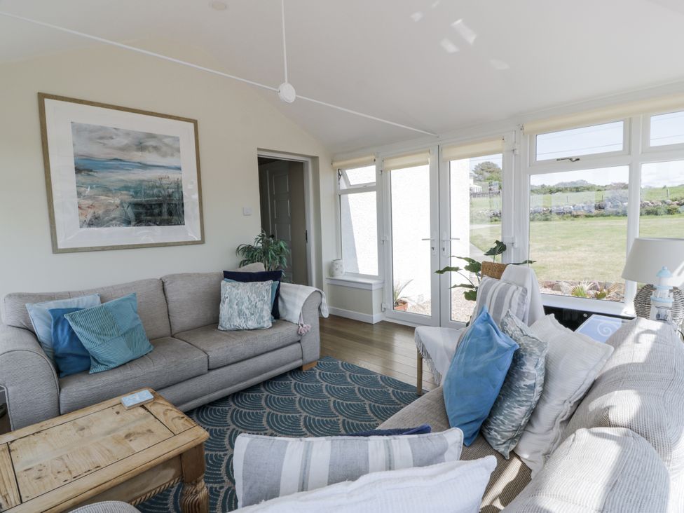 A snug with sofas and a coffee table at Ailsa Shores in Turnberry