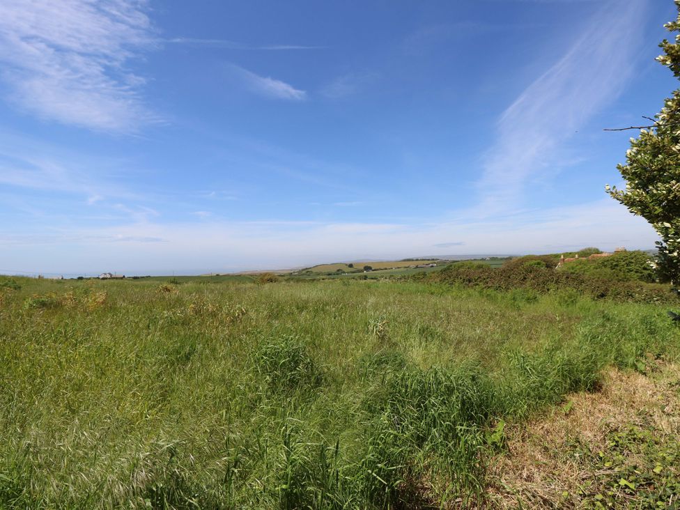 A grassy field under a blue sky at Sweet Briars in Chale