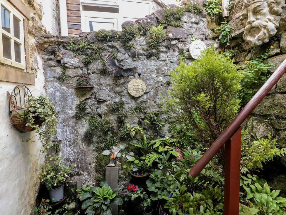 A garden with stone wall and various plants at 40 Water Lane Matlock
