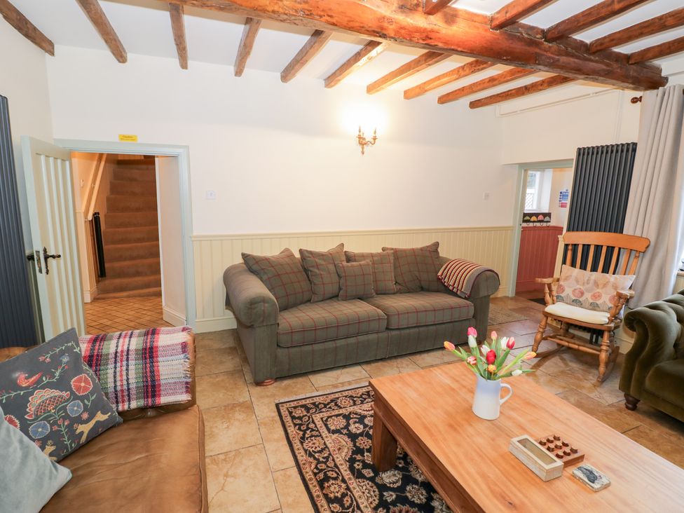 A living room with a sofa and coffee table at Town Mill in Bewdley