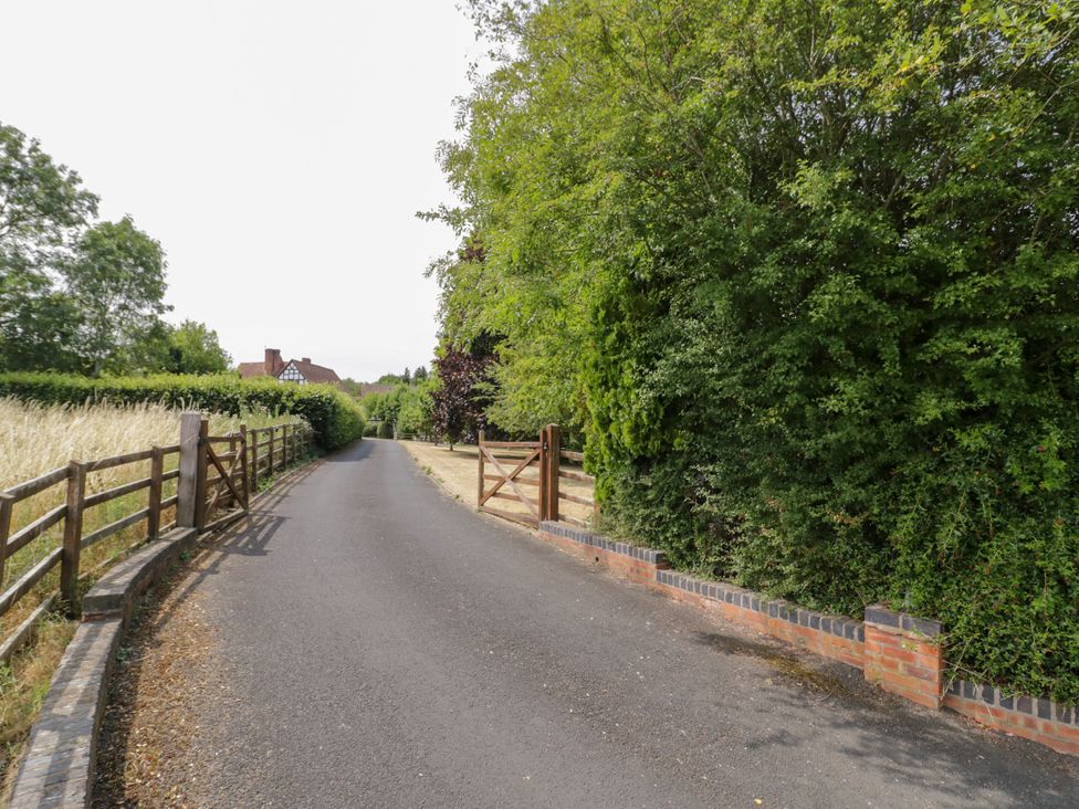 A pathway leading to a house with trees alongside at Lower Tundridge Cottage in Suckley near Malvern