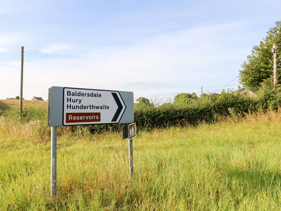 A road sign directing to Baldersdale and Hury at 2 The Coach House Romaldkirk near Middleton-in-Teesdale