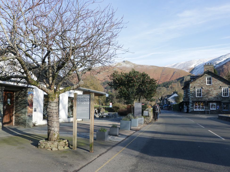 An outdoor view of Heaton Cooper Studio and the road in Grasmere