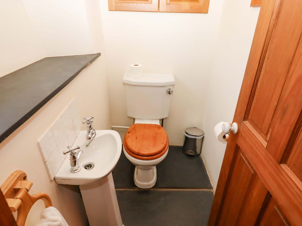 A bathroom with a toilet and sink at East Bickleigh in Halwell