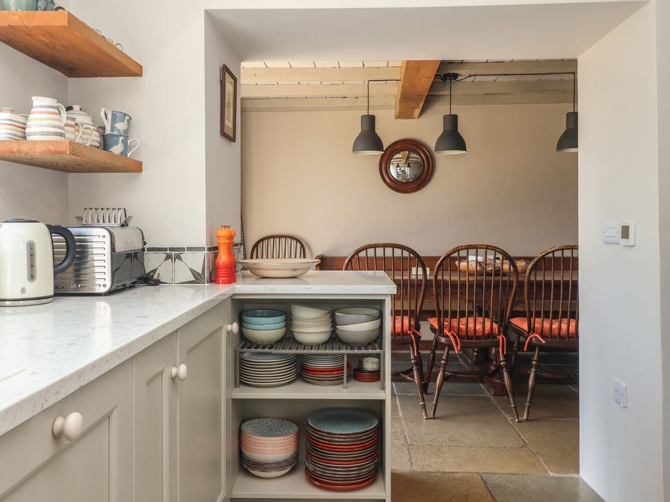 A kitchen with table and chairs in the background at Lyndhurst, Carlton-in-Coverdale, near Leyburn
